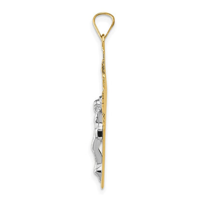 14k Two-tone Gold INRI Crucifix Pendant for Women