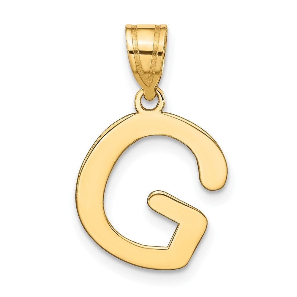 14k Yellow Gold Polished Bubble Letter G Initial Pendant for Women