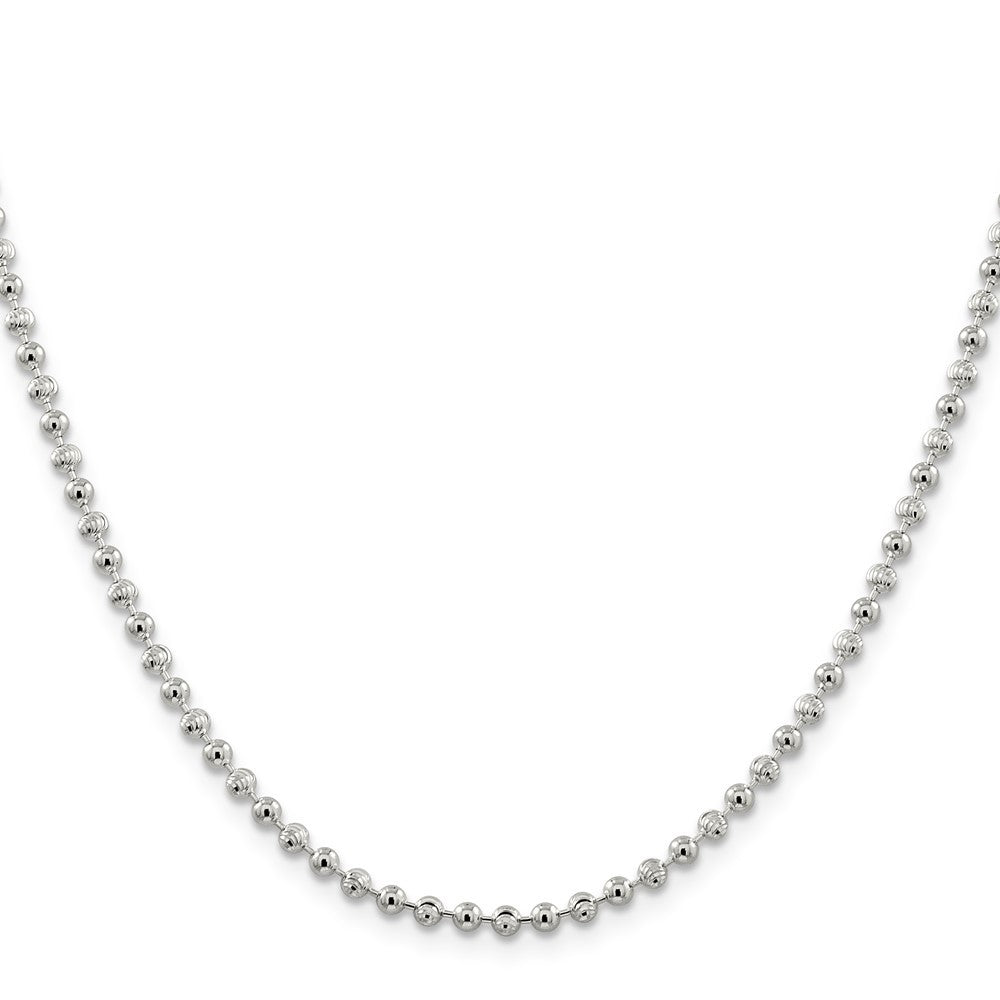 Sterling Silver 3mm Fancy Beaded Chain Necklace