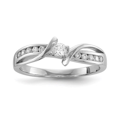 Sterling Silver Rhodium-plated Cubic Zirconia Ring Size 8