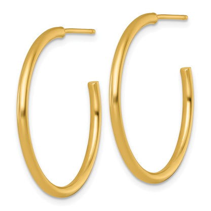 14k Yellow Gold Polished 2 x 30mm Tube C-Hoop Earrings
