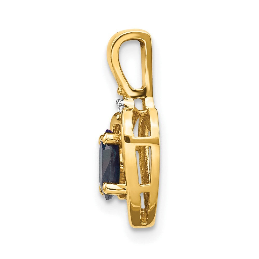 14k Yellow Gold Sapphire and Diamond Heart Pendant