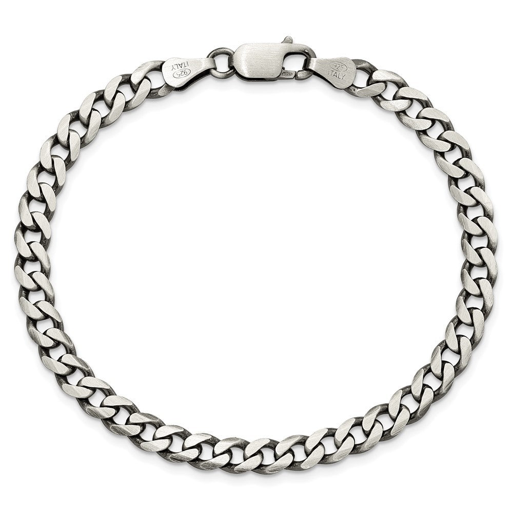 Sterling Silver Antiqued 6.0mm Curb Chain Bracelet