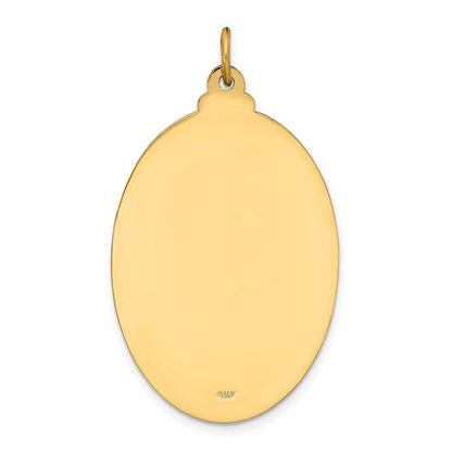 14k Yellow Gold Solid Polished Satin Large Oval St. Christopher Medal