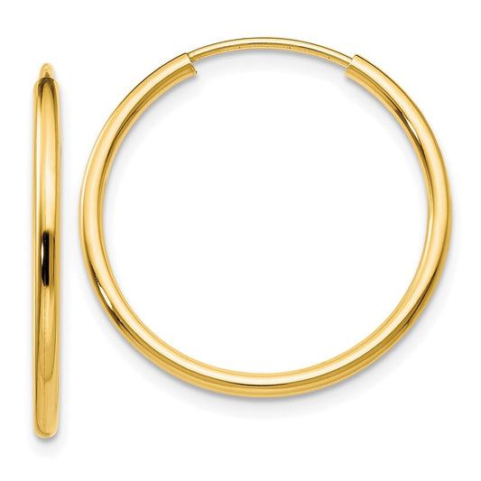 14k Yellow Gold 1.5mm Polished Round Endless Hoop Earrings Gift for Women