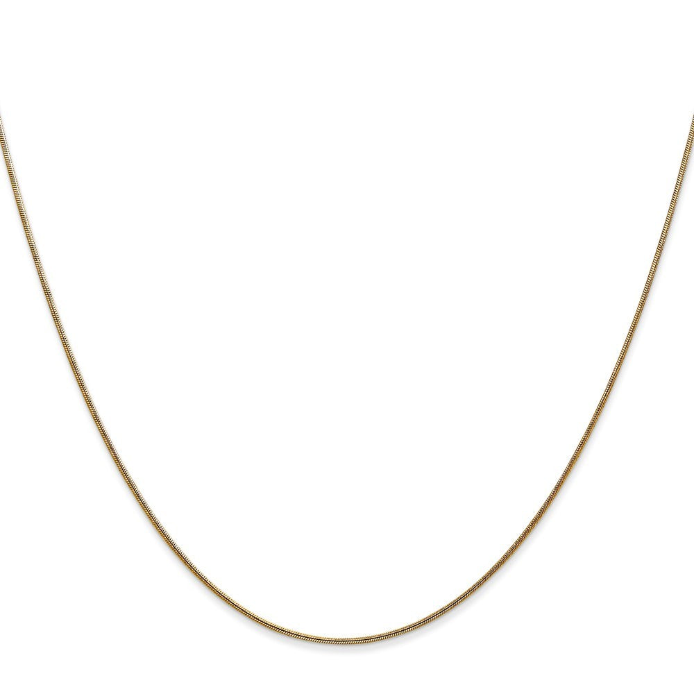 14k Yellow Gold 14 inch .8mm Round Snake with Lobster Clasp Chain Necklace