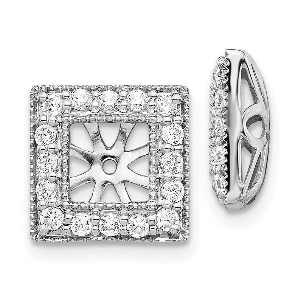 14k White Gold Diamond Square Jacket Earrings