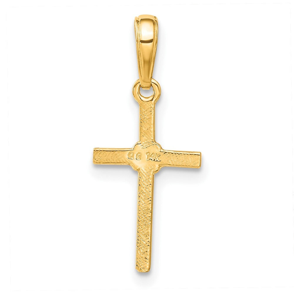 14k Yellow Gold Polished Cross Charm Pendant for Women