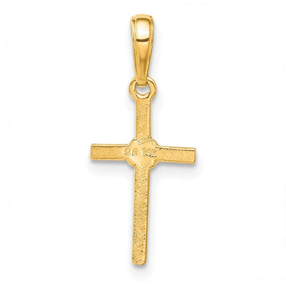 14k Yellow Gold Polished Cross Charm Pendant for Women