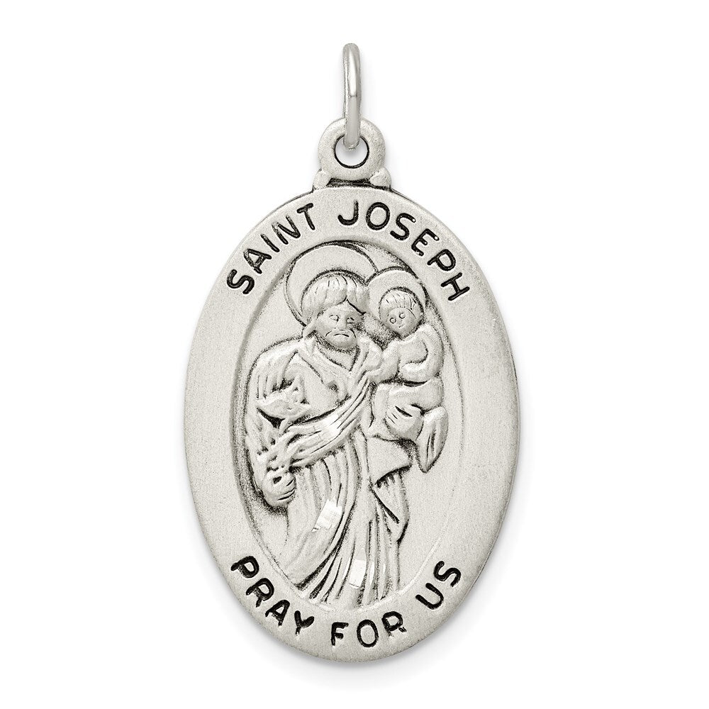 Sterling Silver Antiqued St. Joseph Medal Pendant Holiday Gift for Women