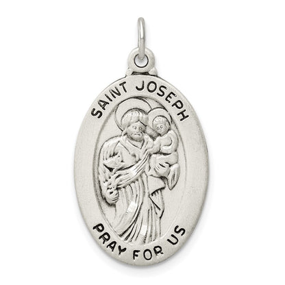 Sterling Silver Antiqued St. Joseph Medal Pendant Holiday Gift for Women
