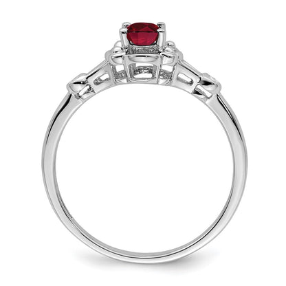 Sterling Silver Rhodium-plated Created Ruby & Diamond Ring
