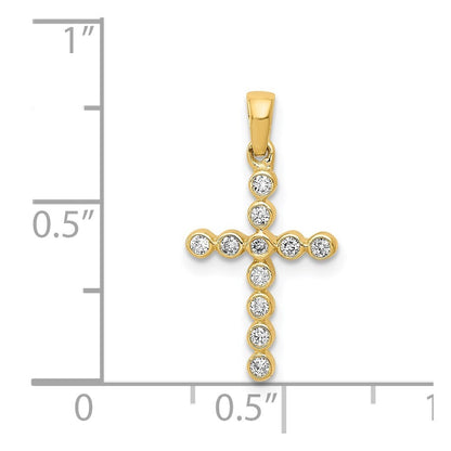14k Yellow Gold Polished 1/10ct. Diamond Cross Pendant for Women