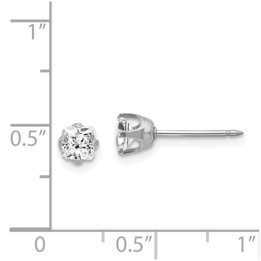 14k White Gold 5mm Sq Cubic Zirconia Stud Earrings
