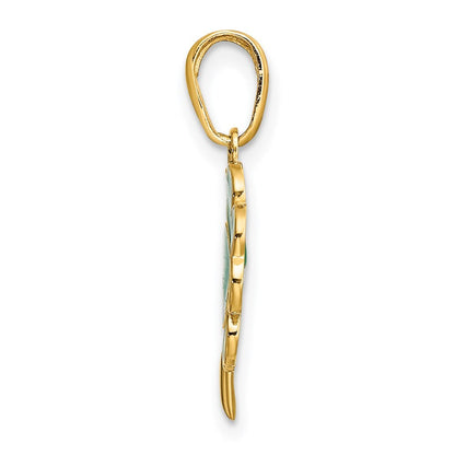 14k Yellow Gold 4-Leaf Clover Enameled Pendant for Women