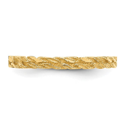 14K Yellow Gold Diamond-cut Rope Ring