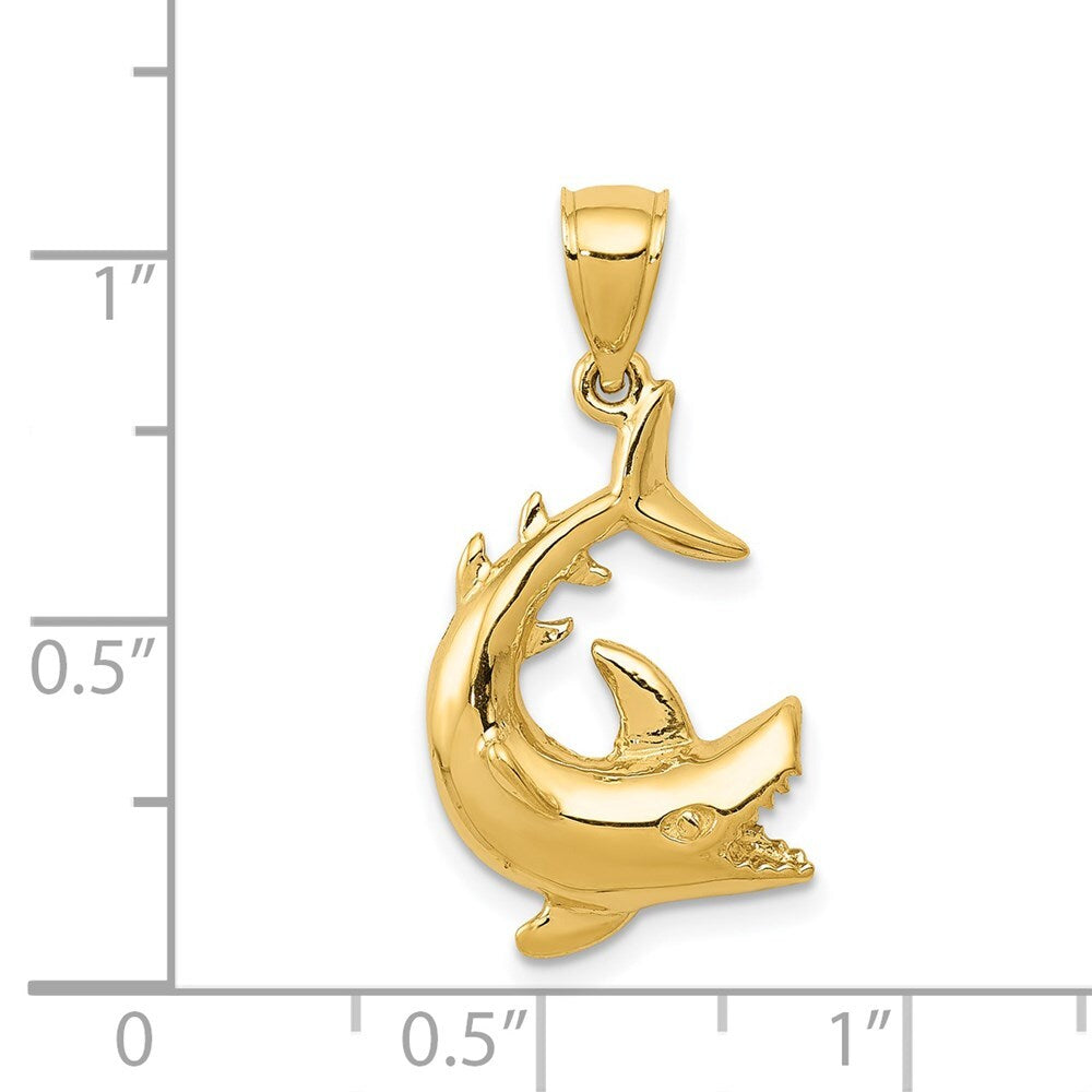 14k Yellow Gold Shark Pendant for Women