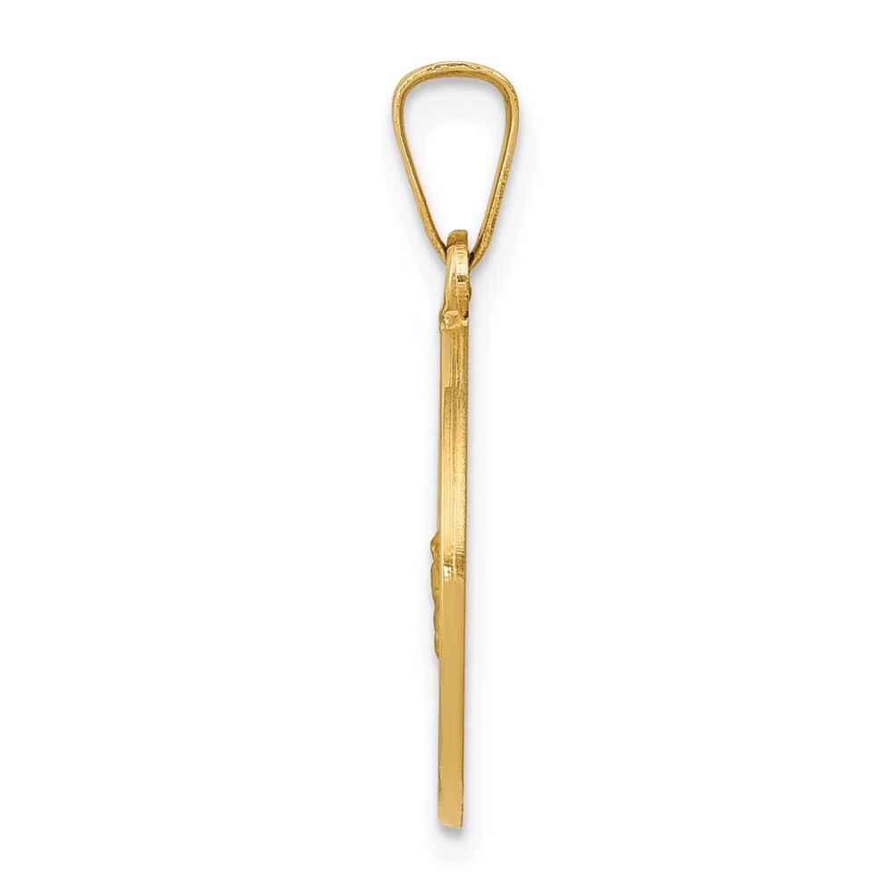 14k Yellow Gold Polished and Satin St George Medal Hollow Pendant for Women