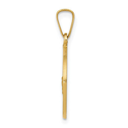 14k Yellow Gold Polished and Satin St George Medal Hollow Pendant for Women