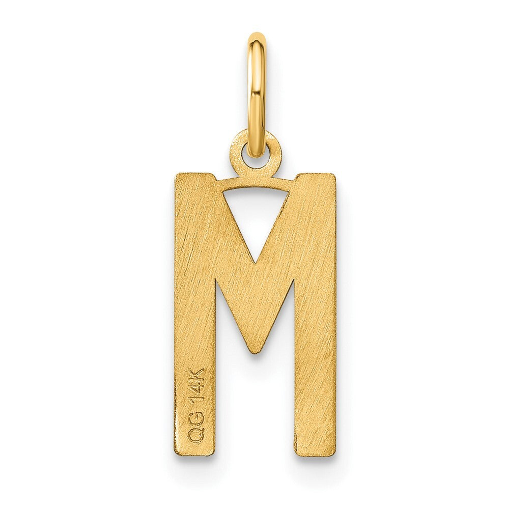 14k Yellow Gold Letter M Initial Pendant for Women