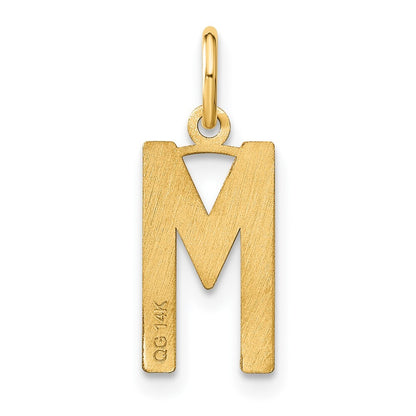 14k Yellow Gold Letter M Initial Pendant for Women