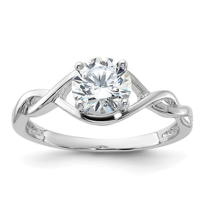 Sterling Silver Rhodium-plated 6.5mm Cubic Zirconia Twisted Ring Size 7