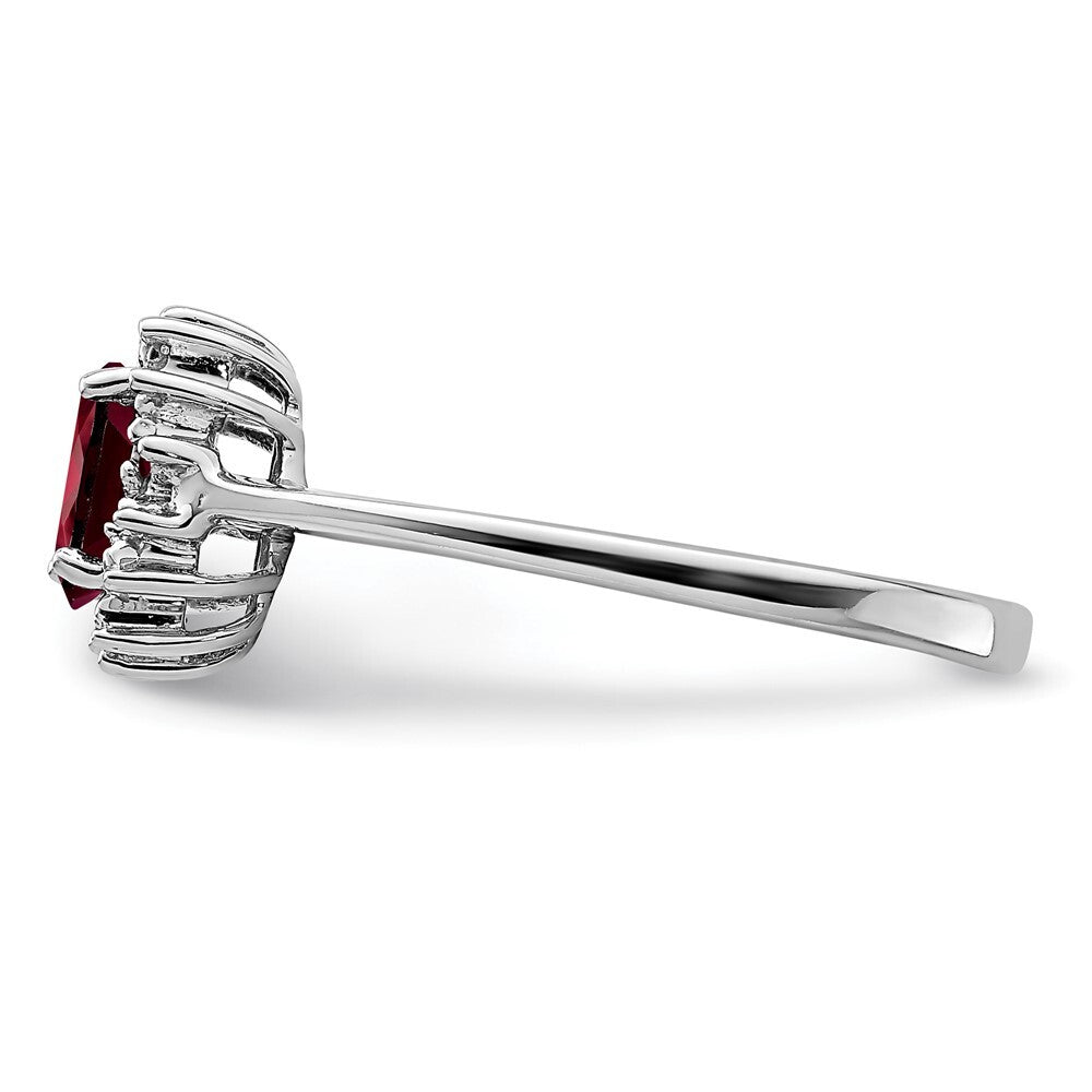 Sterling Silver Rhodium-plated Garnet Diamond Ring Size 6