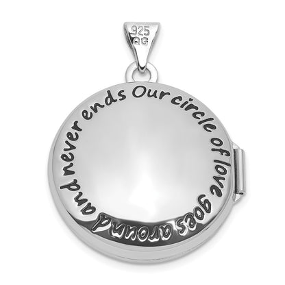Sterling Silver OUR CIRCLE OF LOVE GOES AROUND AND NEVER ENDS Reversible Locket
