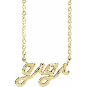 14k Yellow Gold Lowercase Script Gigi 18" Necklace Gift for Women