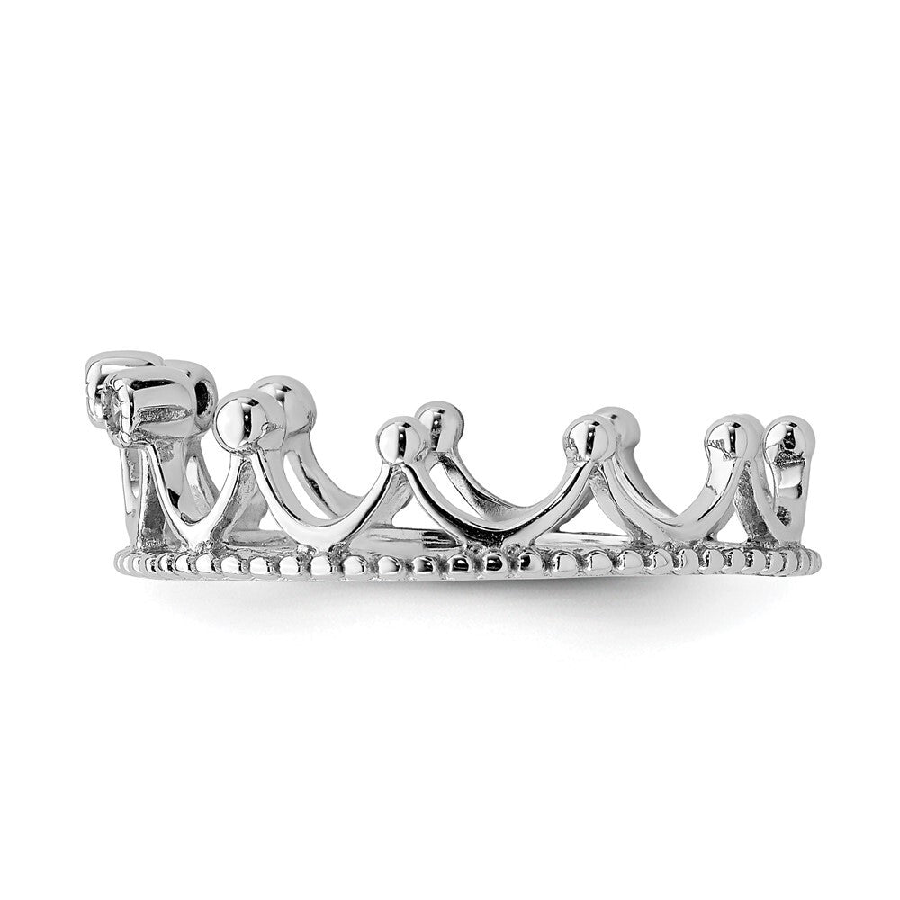 Sterling Silver Rhodium-Plated Cubic Zirconia Crown Ring Size 6