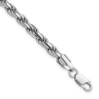 Sterling Silver Rhodium-plated 5.75mm Diamond-cut Rope Chain Bracelet