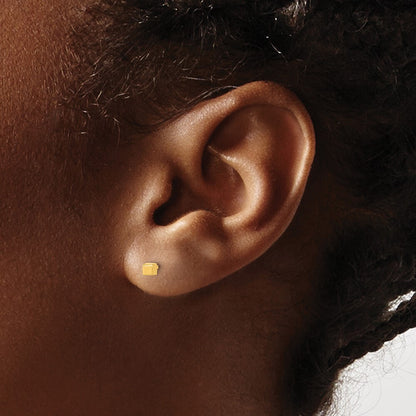 14k Yellow Gold Polished Cube Stud Earrings Gift for Women