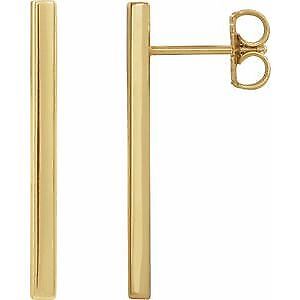 14k Yellow Gold Bar Earrings Gift Gift Gift for Women