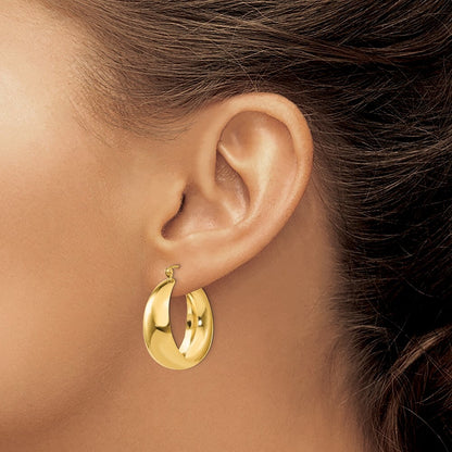 14k Yellow Gold Polished 10.5mm Tapered Hoop Earrings