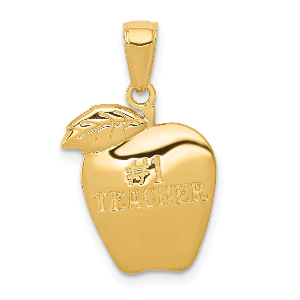 14k Yellow Gold #1 TEACHER Apple Pendant for Women