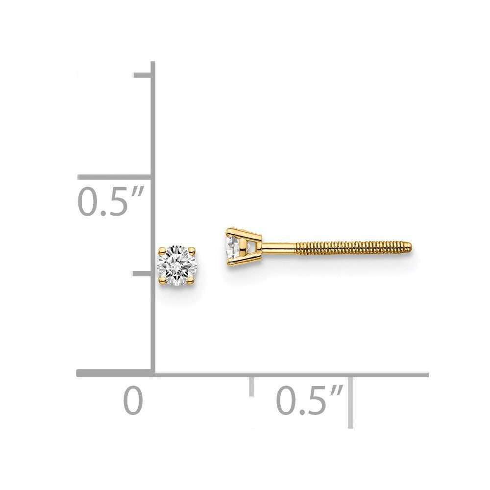 14k Yellow Gold .10ct. SI3 G-I Diamond Thread on/off Stud Earrings