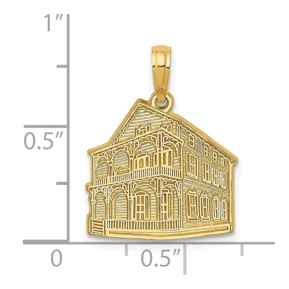 14k Yellow Gold The PINK HOUSE - CAPE MAY, NJ Charm Pendant for Women
