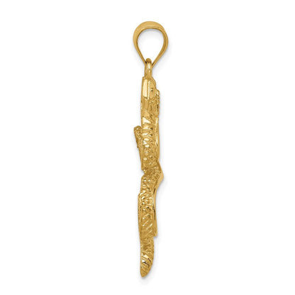 14k Yellow Gold Polished Textured Snake Pendant for Women