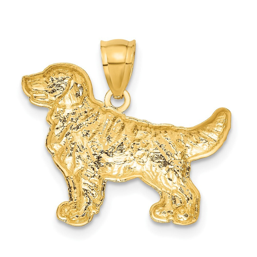 14k Yellow Gold Diamond-cut Golden Retriever Pendant for Women
