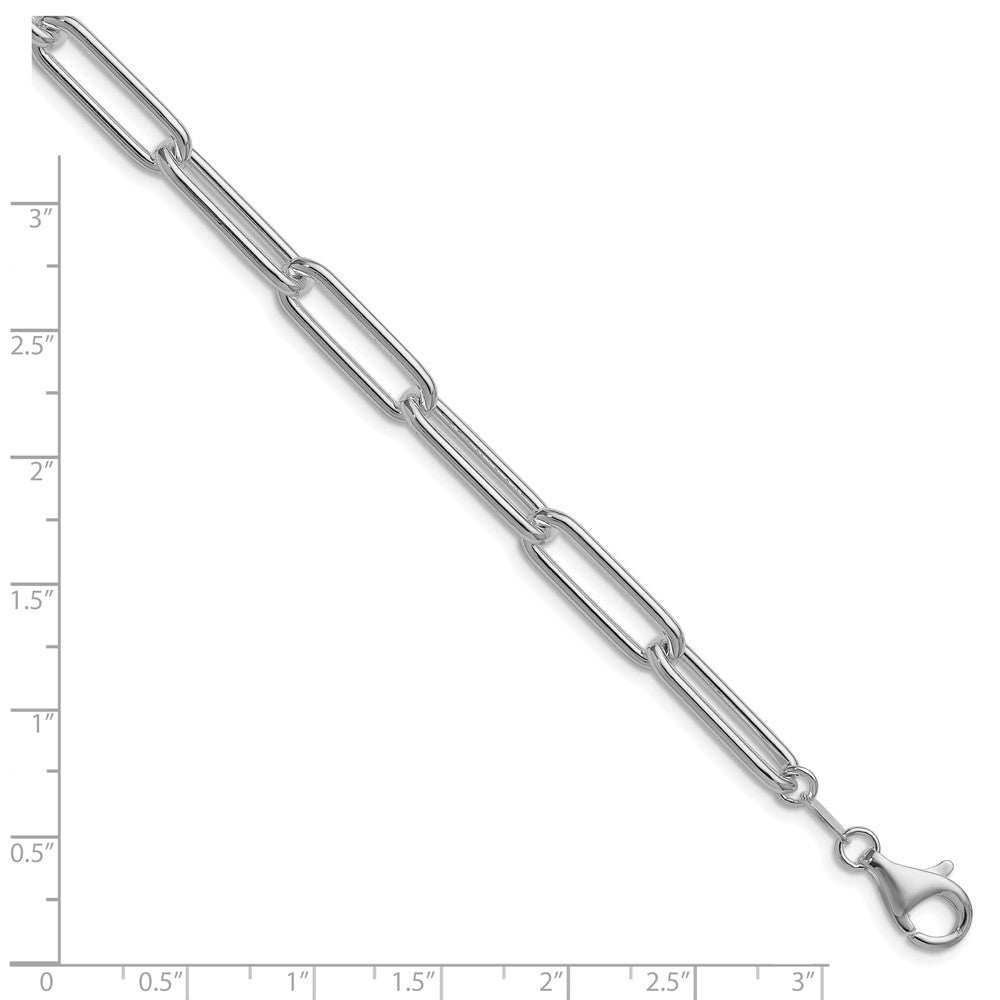 Sterling Silver Rhodium-plated Polished 6.5mm Paperclip Chain Bracelet