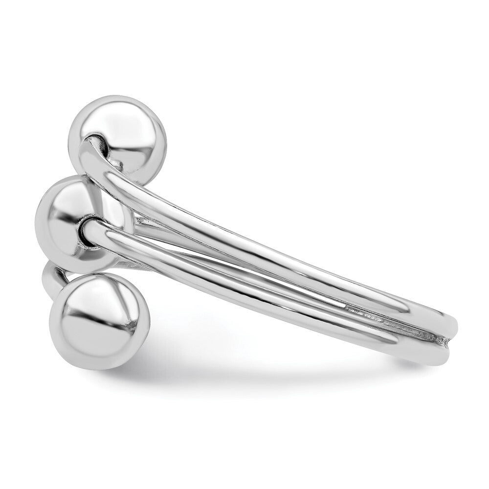 Sterling Silver Rhodium-plated Polished 3 Ball Ring Size 8