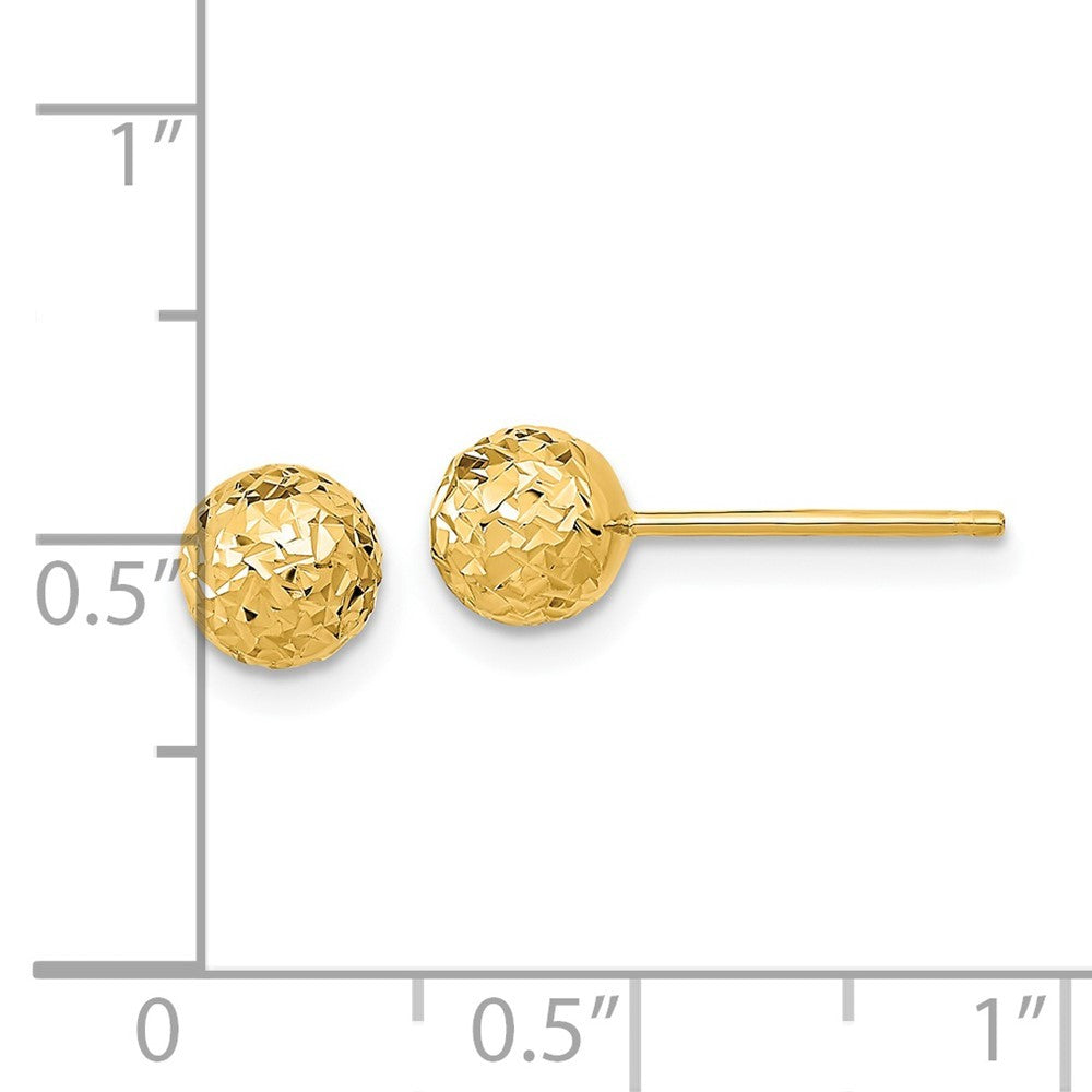 14k Yellow Gold 6mm Diamond-Cut Ball Earrings