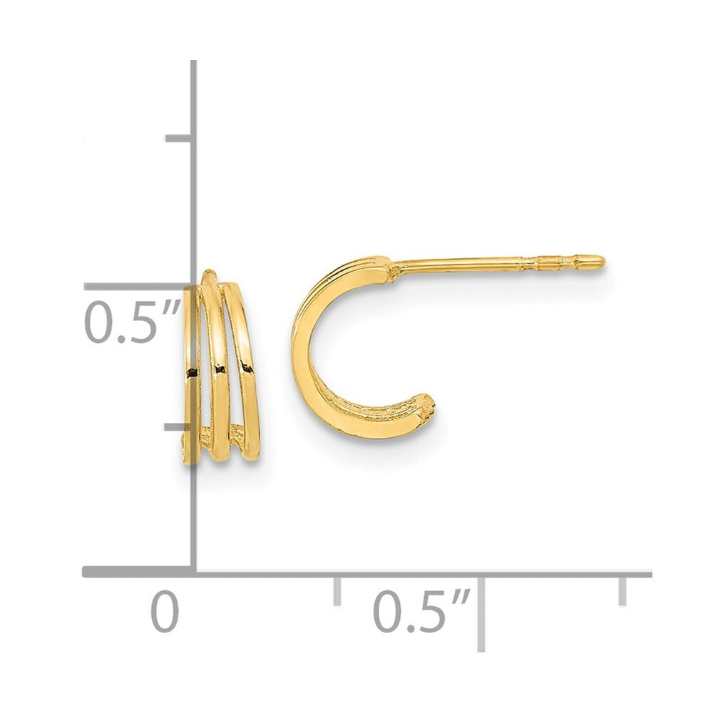 14k Yellow Gold Polished Hoop Earrings Gift for Women
