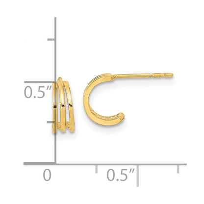 14k Yellow Gold Polished Hoop Earrings Gift for Women