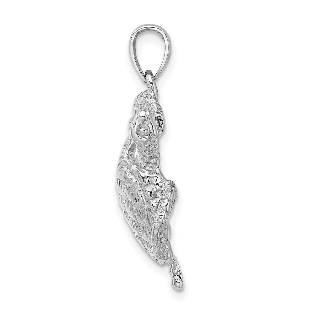 14k White Gold Textured Sea Turtle Charm Pendant for Women