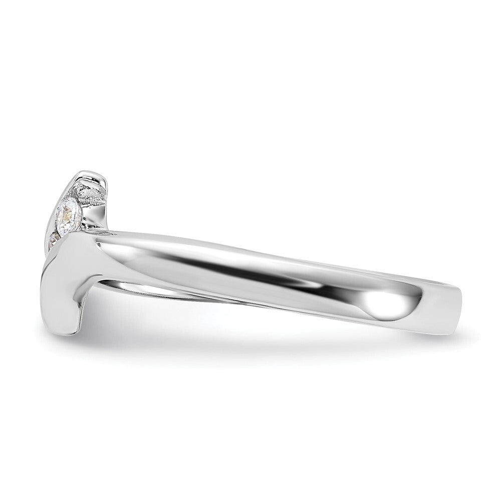 Sterling Silver Rhodium Plated Cubic Zirconia Ring Size 7