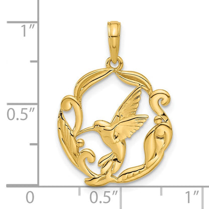 14k Yellow Gold Polished Fancy Hummingbird Charm