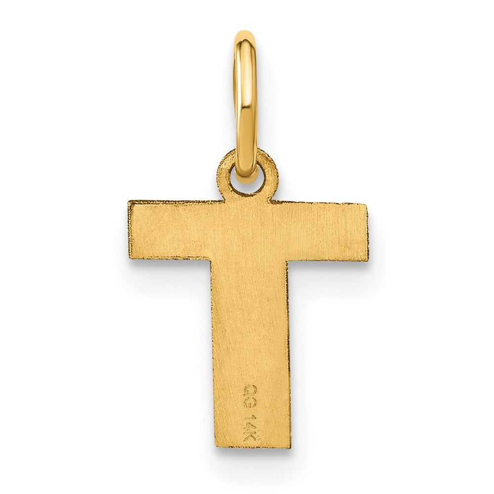 14k Yellow Gold Letter T Initial Pendant for Women