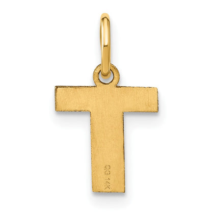 14k Yellow Gold Letter T Initial Pendant for Women