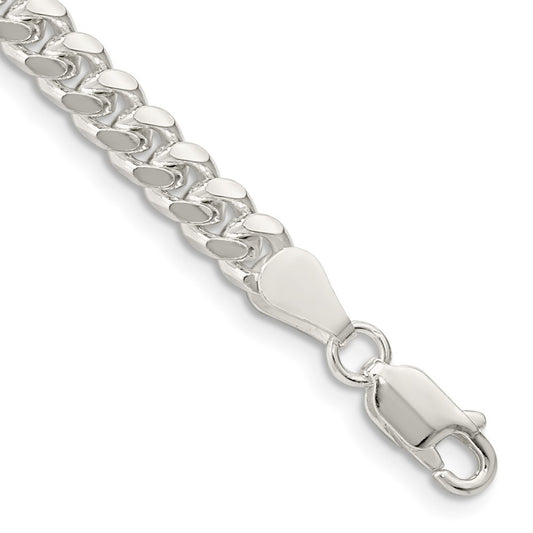 Sterling Silver 5mm Domed w/ Side Diamond-Cut Curb Chain Bracelet